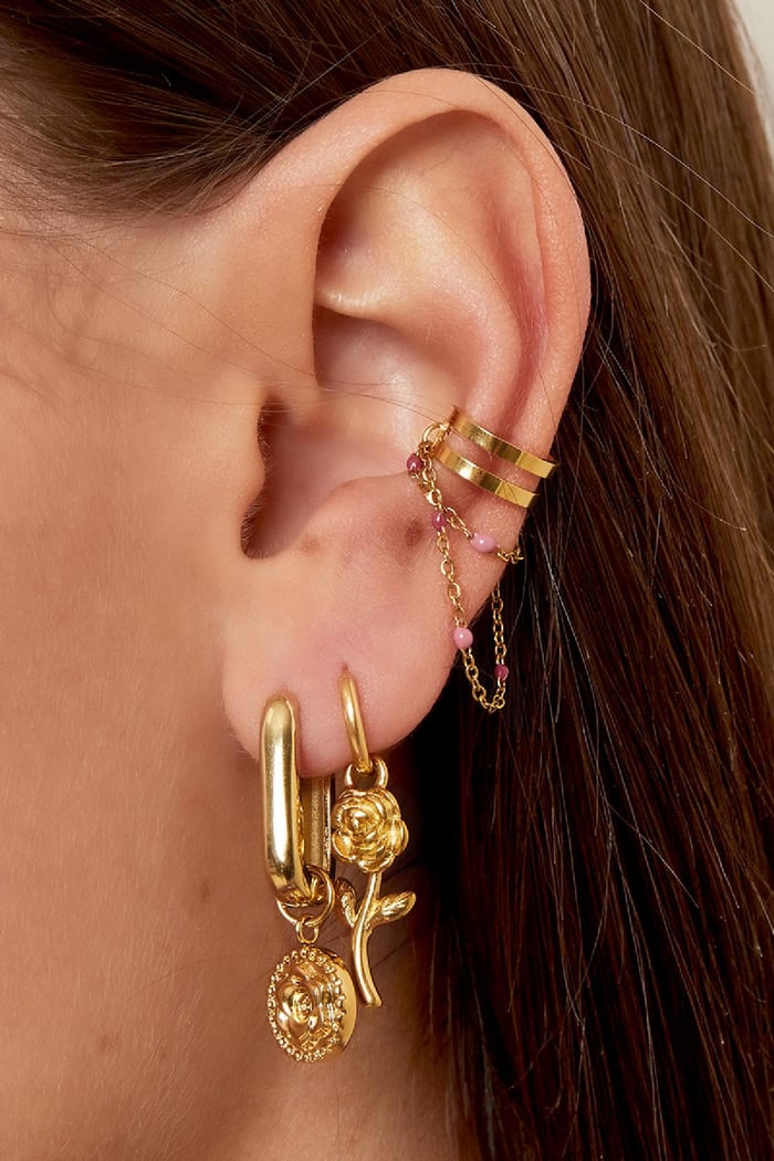 Earrings Flower Gold Color Stainless Steel h5Picture2